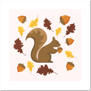 Cute Fall Squirrel Posters and Art